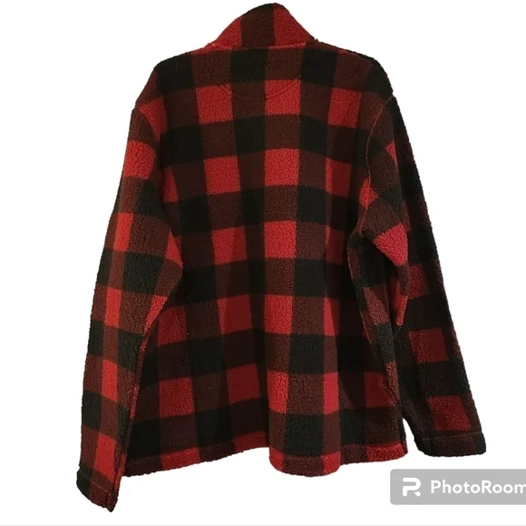 Wrangler NWT Womems Buffalo Plaid Sherpa Sweater 1/4 Zip Size XL - Picture 5 of 14